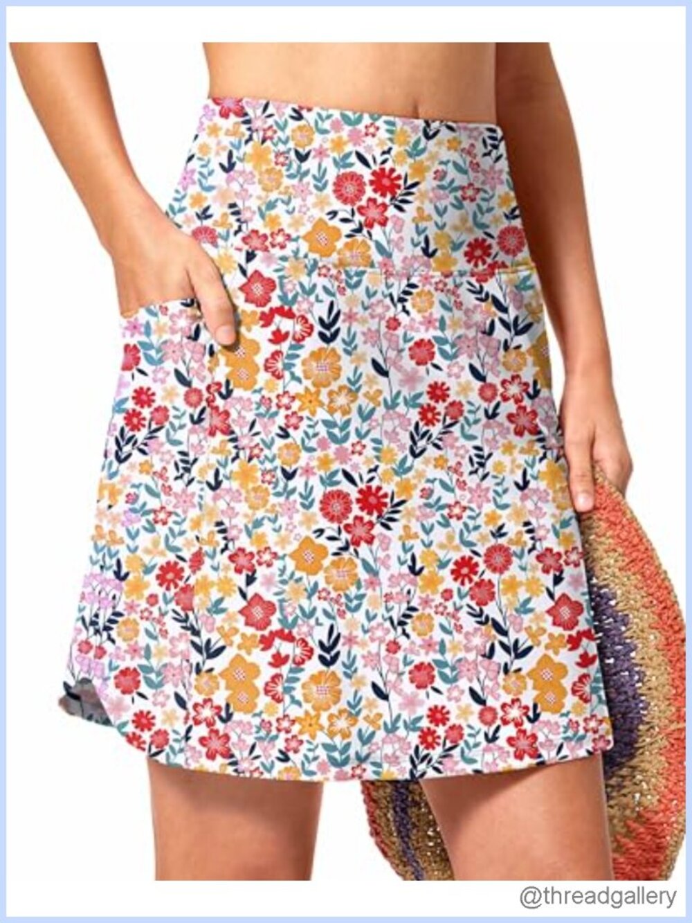 Women's 18" Long Swim Skirt with Pockets High Waisted Chlorine-Resistant UPF 30